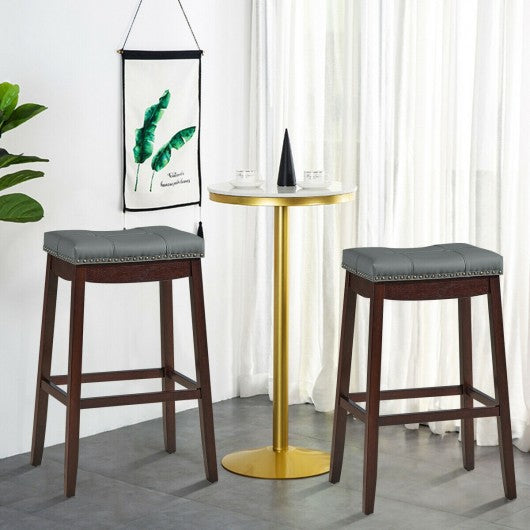 29€�Set of 2 Nailhead Saddle Bar Stools
