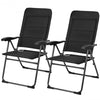 2 Pcs Patio Back Adjustable Reclining Folding Chairs-Black