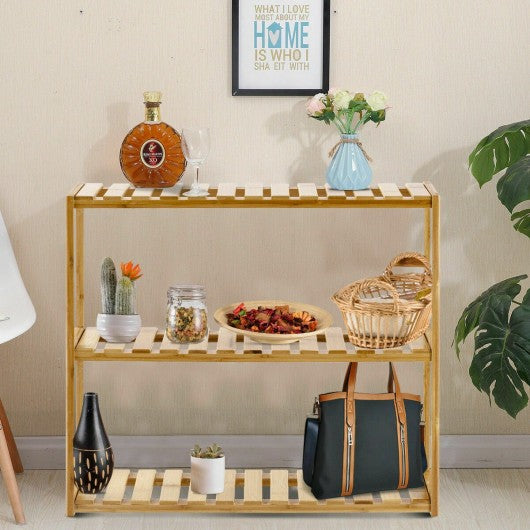 Multifunctional 3 Bamboo Adjustable Utility Storage Stand Rack