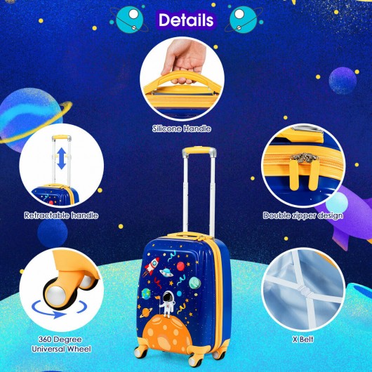 2PC Kids Luggage Set Rolling Suitcase & Backpack