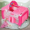 Foldable Baby Crib Playpen w/ Mosquito Net and Bag-Pink