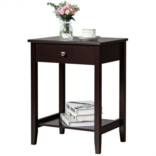 Wooden Nightstand End Table Storage Display