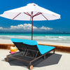 2-Person Patio Rattan Lounge Chair with Adjustable Backrest-Turquoise