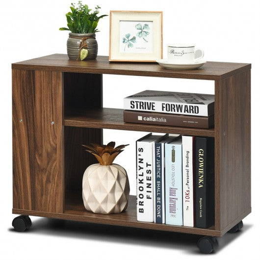 3-tier Side Table with Wheels & Large Storage Shelf