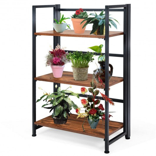 3-Tier Portable Display Folding Bookshelf Storage Shelf