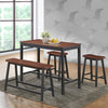 4 pcs Solid Wood Counter Height Dining Table Set-Coffee
