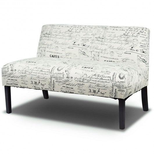 Living Room Wooden Leg Armless Loveseat Sofa-Multicolor