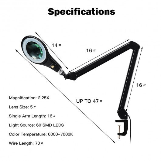 LED Magnifying Glass Desk Lamp w/ Swivel Arm