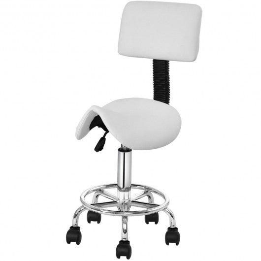 Adjustable Saddle Salon Rolling Massage Chair w/ Backrest