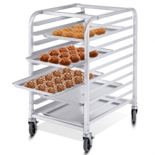 10 Sheet Aluminum Rolling Bakery Pan Rack