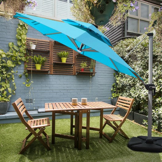 12ft 360° Rotation Aluminum Solar LED Patio Cantilever Umbrella