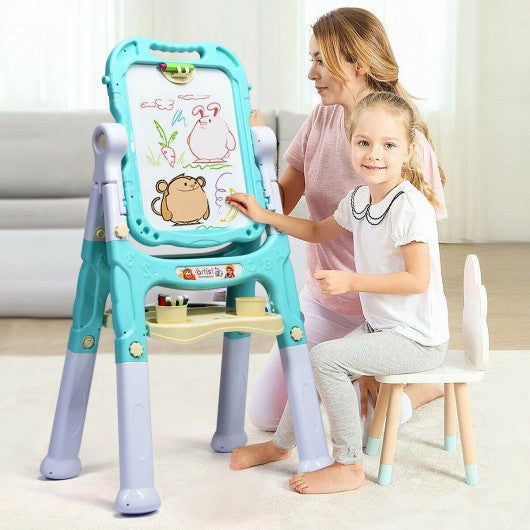 Kids Flip-Over Magnetic Double Sided Art Easel-Green