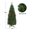 4.5 ft Preit Hinged Pencil Christmas Tree with Pine Cones Red Berries and 150 Lights