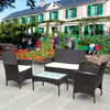 4Pcs Wicker Patio Furniture Set with Lovely Coffee Table