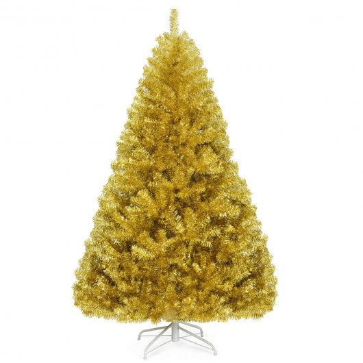 6'/7.5' Artificial Tinsel Christmas Tree Hinged with Foldable Stand-6 ft
