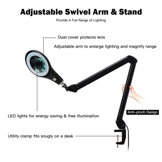 LED Magnifying Glass Desk Lamp w/ Swivel Arm