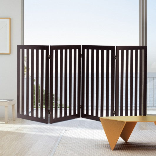 35'' Folding Standing 4 Panel Wood Pet Fence