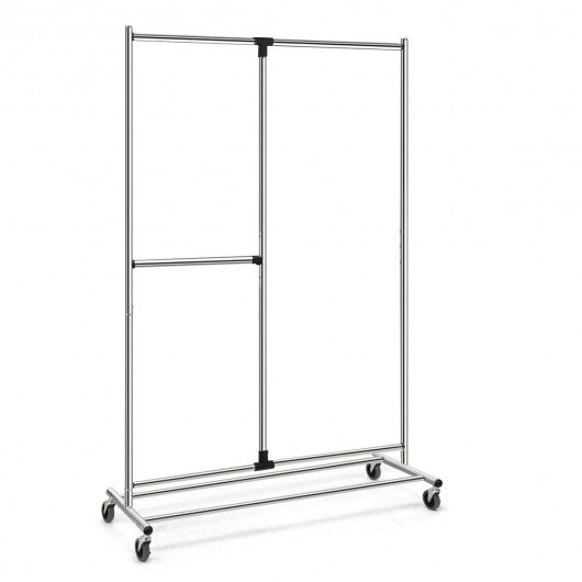 Heavy Duty Adjustable Rack Rolling Clothes Organizer On Wheels