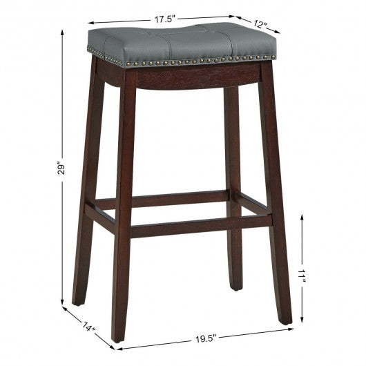 29€�Set of 2 Nailhead Saddle Bar Stools