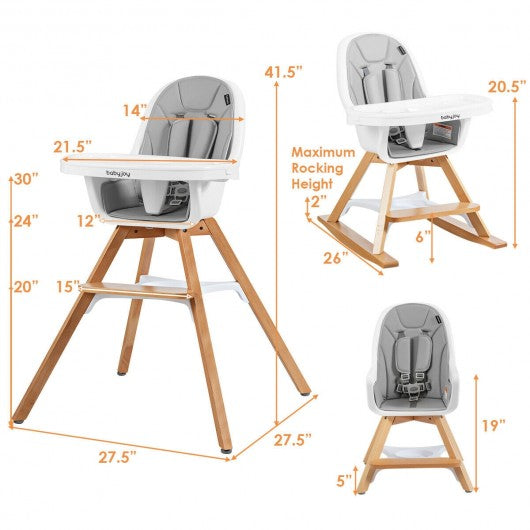 3-in-1 Convertible Wooden Baby High Chair