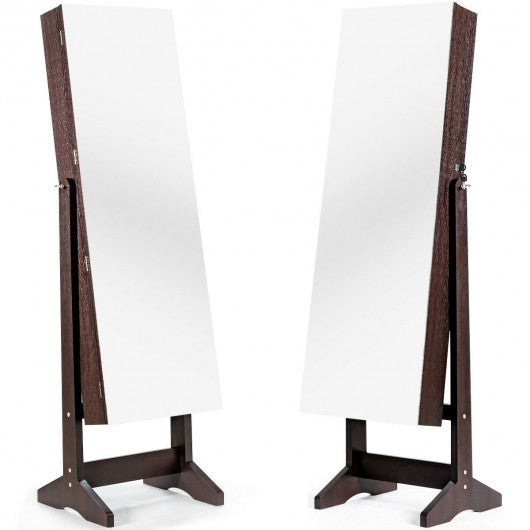 Standing Jewelry Armoire Cabinet with Full Length Mirror