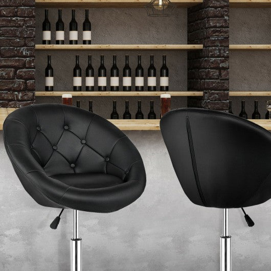 1 PC Modern Adjustable Swivel Round PU Leather Chair-Black