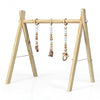 3 Wooden Baby Teething Toys Hanging Bar-Natural