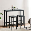 3 Pieces Bar Table Counter Breakfast Bar Dining Table with Stools-Black