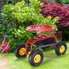 Red/Green Garden Cart Rolling Work Seat With Heavy Duty Tool Tray Gardening Planting-Red