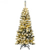 4.5 ft Preit Snow Flocked Artificial Pencil Christmas Pine Tree with 150 LED Light