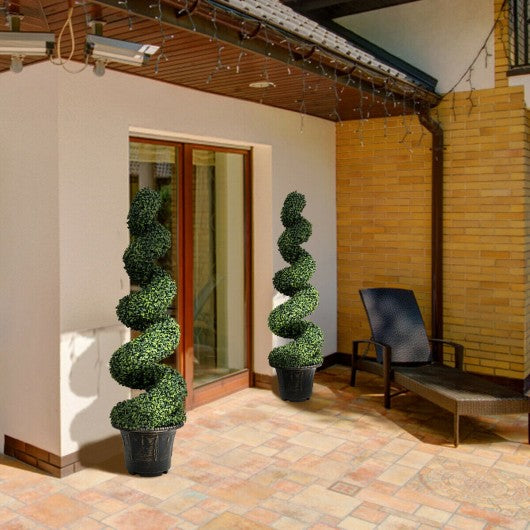 4-Feet Artificial Boxwood Spiral Green Leaves Tree