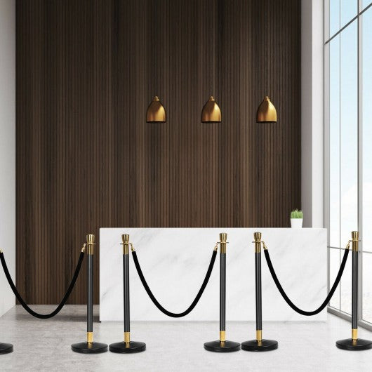6 pcs Pole Retractable Ropes Barrier Stanchion Posts