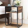 Industrial Coffee Nightstand Side Table with Metal Rustic Frame