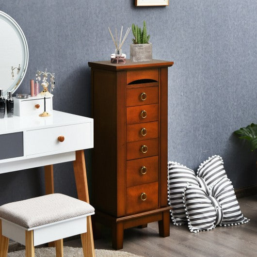 Wooden Jewelry Cabinet Storage Organizer with 6 Drawers