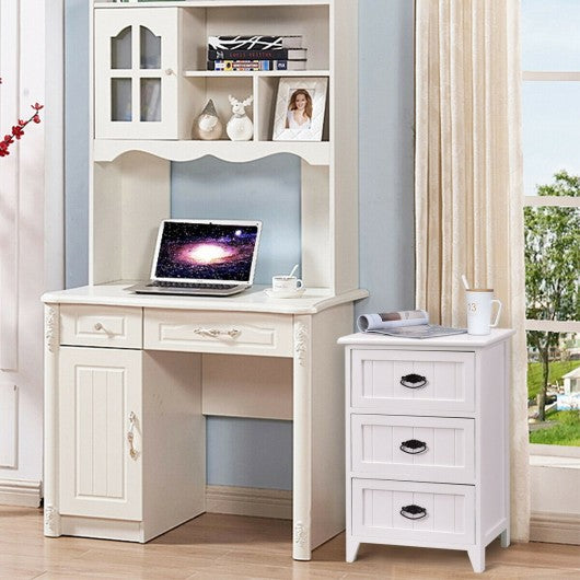3 Drawers End Storage Wood Side Nightstand