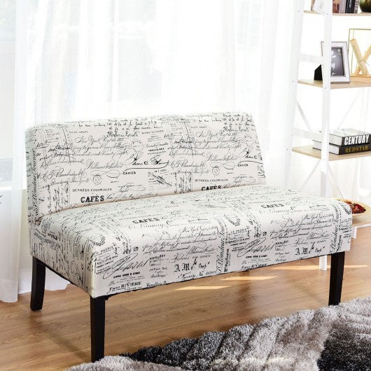Living Room Wooden Leg Armless Loveseat Sofa-Multicolor
