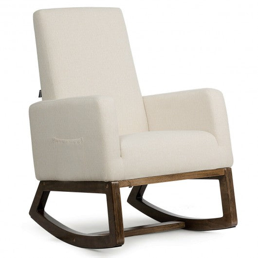 Mid Century Retro Fabric Upholstered Massage Rocking Chair