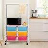 6 Drawer Rolling Storage Cart with Hanging Bar -Multicolor