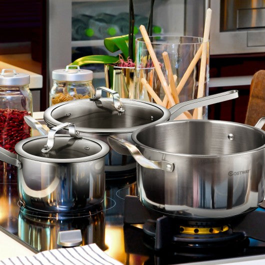 Nonstick Stainless Steel Cookware Set with Glass