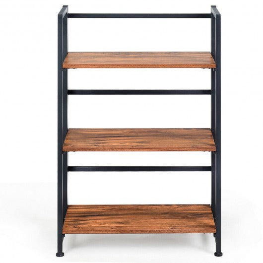 3-Tier Portable Display Folding Bookshelf Storage Shelf