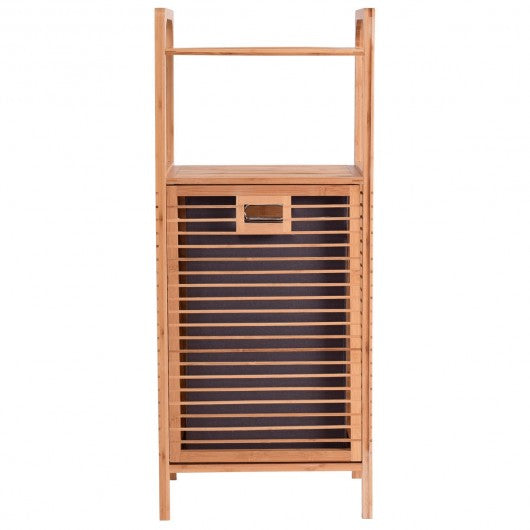 Tilt out Bamboo Shelf Slat Frame Storage Laundry Hamper