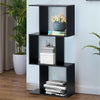 3-tier S-Shaped Bookcase Free Standing Storage Rack Wooden