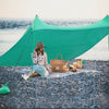 10' x 9' Family Beach Tent Canopy Sunshade w/ 4 Poles-Green