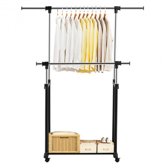 Height Adjustable Extendable Double Rail Clothes Rack