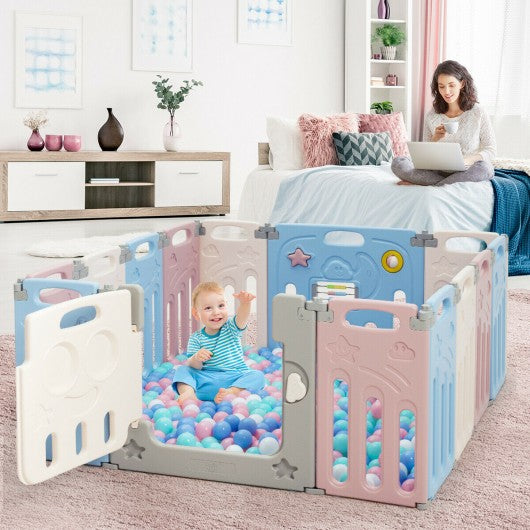 14-Panel Foldable Baby Playpen Kids Activity Centreulticolor