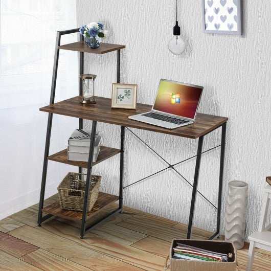 Computer Desk with Shelves Study Writing Desk Workstation Bookshelf