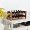 2-Tier 12 Bottles Bamboo Storage Shelf  Wine Rack-Natural