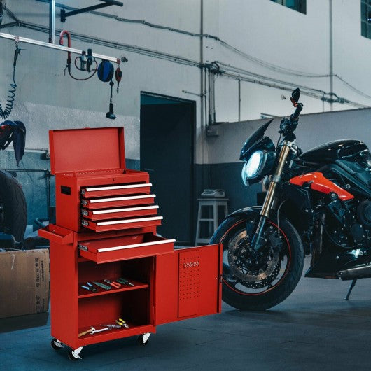 2 in 1 Tool Chest & Cabinet with 5 Sliding Drawers