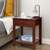 Night Stand End Side Table with Drawer and Storage Shelf