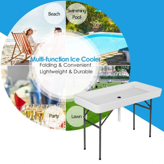 4 Foot Plastic Party Ice Folding Table with Matching Skirt